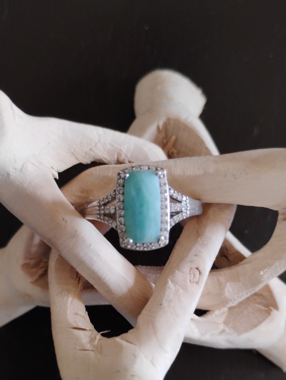 Grandidierite Art Deco Ring In 925 Sterling Silver